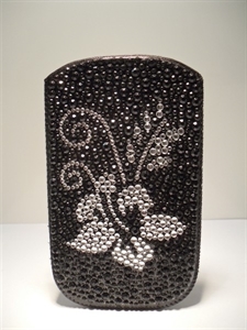 Picture of Silver & Black Floral Diamond Pouch XXL