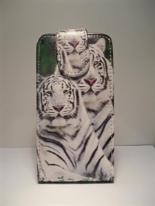 Picture of Nokia 300 White Tiger Leather Flip Case