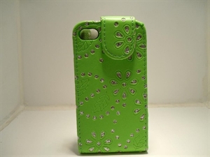 Picture of i Phone 4G/S Green Diamond Flip Leather Cases