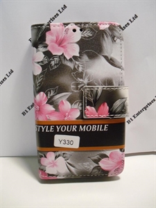 Picture of Huawei Y330 Grey Floral Wallet Case