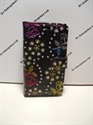 Picture of Sony Xperia M4 Aqua Black Floral Diamond Leather Wallet Case