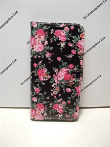 Picture of Galaxy S6 Black Floral Leather Wallet Book Case
