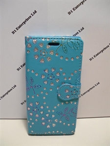 Picture of Huawei P8 Lite Aqua Floral Glitter Leather Wallet Case