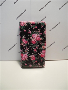 Picture of Huawei Y6 Black And Pink Floral Leather Wallet Case
