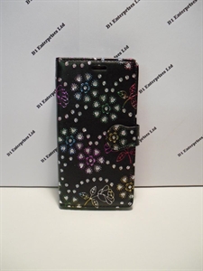 Picture of LG K8 Black Floral Diamond Leather Wallet Case