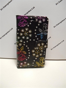 Picture of Xperia C4 Black Floral Leather Wallet Case
