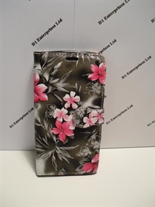 Picture of Xperia X Grey Floral Leather Wallet Case.