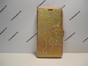 Picture of Galaxy S7 Gold Floral Leather Diamond Wallet 
