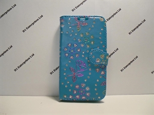 Picture of Smart Speed 6 Aqua Floral Diamond Leather Wallet Case