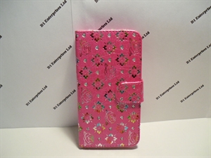 Picture of iPhone 6G 4.7 Pink Floral Diamond Leather Wallet Case