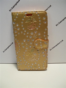 Picture of Huawei Y3 Gold Floral Glitter Leather Wallet Style Case
