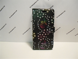 Picture of iPhone X Black Floral Diamond Leather Wallet Case
