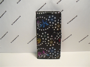 Picture of Huawei P20 Lite Black Floral Glitter Leather Wallet Case