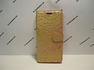 Picture of Huawei P20 Lite Gold Floral Glitter Leather Wallet Case