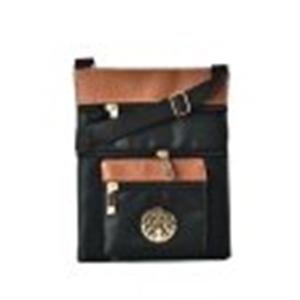 Picture of Black Contrast Zip Front Cross Body Pouch Bag With Metal Logo