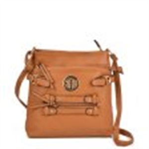 Picture of Tan Zip Cross Body Bag With Metal Detail