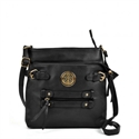 Picture of Black Zip Cross Body Bag With Metal Detail